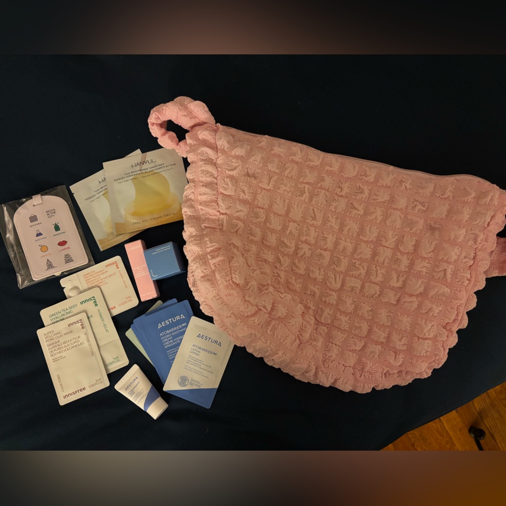 Pink Quilted Laneige Bag with K-beauty Skincare Samples and more!